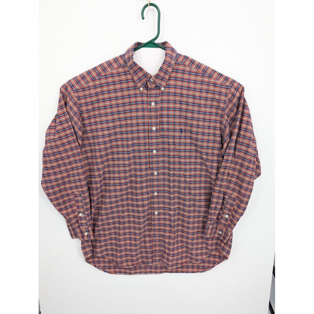 Ralph Lauren Men's Blake Plaid Checked Button Down Long Sleeve Shirt, XL, Pony